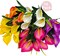 10 Bundles Outdoor Artificial Flowers Fake Silk Calla Lily Flowers UV Resistant Realistic for Home Outside Garden Porch Patio Potted Planter Window Box Indoor Table Decoration